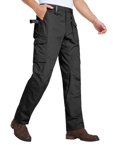 DURAWERK Men's Cargo Pants, Water Resistant Work Pants, Durable Ripstop Tactical Pants, EDC Hiking Pants, Multi Pockets Hunting Pants for Outdoor Climbing Traveling Camping Fishing (Black, 36WX30L) - Thumbnail 5