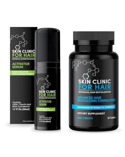 Skin Clinic for Hair Daily Hair Loss Support Kit - Clinically-Proven, Dual-Action Topical Serum and Oral Supplement for Thicker, Healthier Hair - Non-irritating Botanical Formulas - USA Made - Image 1