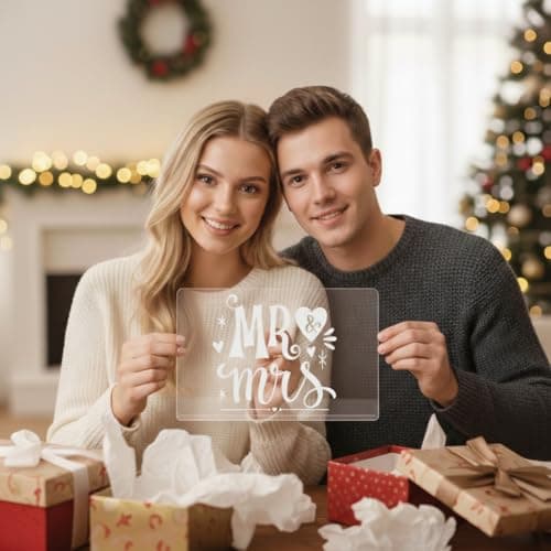 Engagement Gifts Wedding Gift for Couples - Engraved Acrylic Cutting Board with Counter Lip, Clear Countertop Protector, Bride Shower Gift Mr and Mrs Gifts for Couple Aesthetic Kitchen Decor - Thumbnail 2