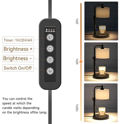 NITOWOLF Candle Warmer Lamp, Candle Lamp Warmer with Timer Adjustable Height Wax Warmer Lamp for Jar Candles, Birthday Gifts for Women House Warming Gifts (Black) - Thumbnail 3