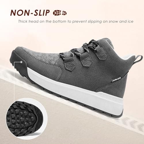 AIRHAS Women's Winter Warm Snow Boots for Women Comfortable Water-Resistant Womens Ankle Boots Fashion Booties(dark_grey,8.5) - Thumbnail 5