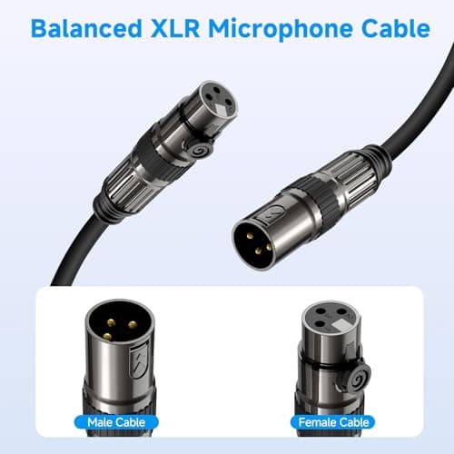 Caiord XLR Microphone Cables, 2 Pack 6 Feet Oxygen-Free Copper 3-Pin Male to Female Microphone Cable for Speaker, PA System, Podcast Audio Mixer, Studio Monitors, Audio Recording and More - Thumbnail 5