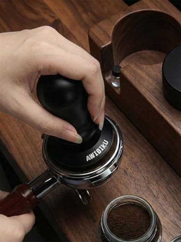 AWIBIKU Barista Espresso Tamper 53.3/54mm, Spring Loaded Flat Base Tamper Kit with 4-Blade Coffee Distributor & 316 Stainless Steel Puck Screen - Thumbnail 4