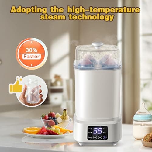 Baby Bottle Steamer and Dryer: 8 in 1 Compact Electric Steam - Portable for Travel and Home Use - for Baby Bottles Pacifiers Breast Pump Parts and Other Newborn Essentials BPA Free Auto Shut Off - Thumbnail 3
