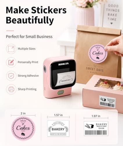 Rongta Mini Sticker Printer, Bluetooth Thermal Label Printer, Portable Inkless Label Maker Suitable for Creative Kids DIY, Diaries, Study Notes, Pink - Thumbnail 5