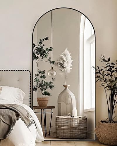 CQHVKQ Mirror Full Length 71"×30" Full Body Mirror Arched Full Length Mirrors with Stand for Living Room,Bedroom Hanging Mirror for Cloakroom,Black - Image 1