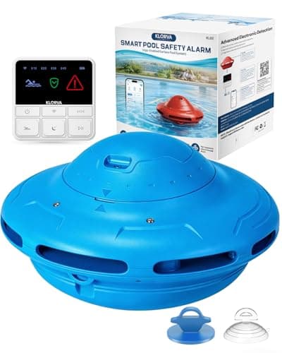 Smart Pool Alarm with App for Inground & Above Ground Pools, Adjustable Sensitivity Water Detection Alarm up to 20x40ft, 85dB+ Safety Alerts for Kids, Pets & Accidental Entry(Blue) - Image 1