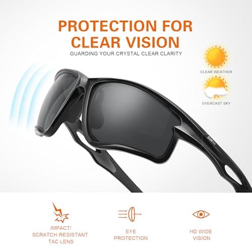suoso Polarized Sports Sunglasses Men: Running Sunglasses Women UV400 Protection Wrap Around Glasses for Fishing Driving TR90 - Thumbnail 4