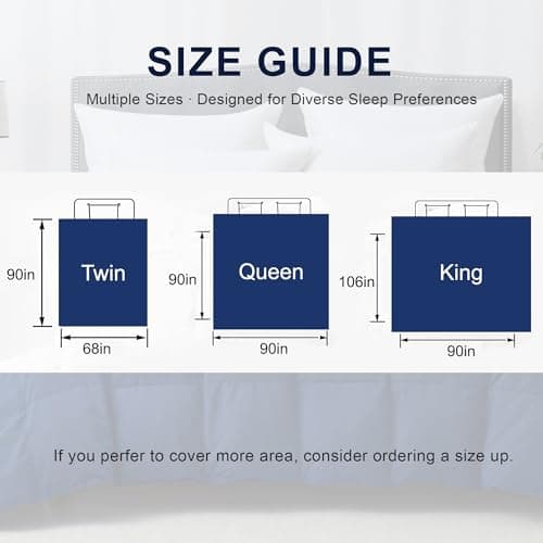 ALPSWAN Luxury Goose Feather Down Fiber Comforter Queen Size, 300TC Blue Cotton Blended Duvet Insert, All Season Hotel Bedding Alternative Down Comforter with Corner Tabs (Blue, Queen) - Thumbnail 2