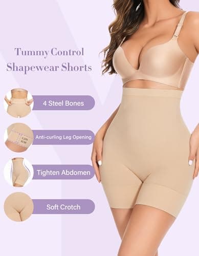 YADIFEN Tummy Control Shapewear Shorts Women Thigh Slimmer High Waisted Shapewear Women Girdles Shorts Shapewear Under Dress - Thumbnail 3