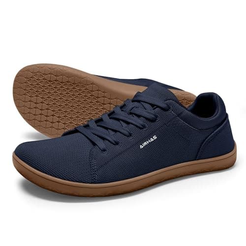 AIRHAS Mens Barefoot Shoes Lightweight Walking Shoes Wide Toe Box Flexible Zero Drop Sneakers for Men Summer Minimalist Casual Shoes(Navy/Gum,10.5) - Image 1