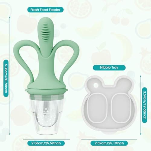 JEXFUN Baby Fruit Feeder & Breastmilk Popsicle Mold Set, Silicone Food Feeder Pacifier for Cooling Relief with 3 Replaceable Pouches, BPA-Free Teething Toy for Safe Infant Self Feeding (Pea Green) - Thumbnail 6