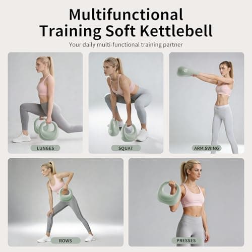 KYVYZOIC Soft Kettlebell, Kettlebell Anti-Slip Grip with Cushioned Impact-Resistant Base, Handbag Kettlebell Strength Training for Home Workouts, Kettlebells Set Full Body Strength Training - Green - Thumbnail 5