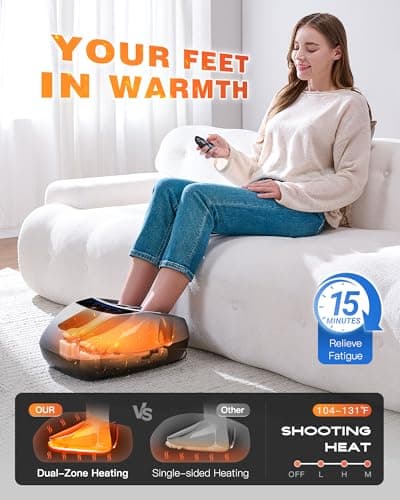 KINGJOY Foot Massager with Heat for Neuropathy, [2026 Upgraded], Deep Kneading Shiatsu Foot Massager for Plantar Fasciitis, Fits Up to Men Size 14, Gifts for Women Mom Men Dad Seniors - Thumbnail 3