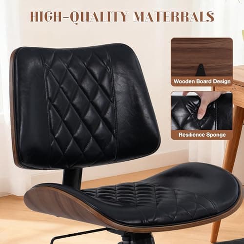 Azaeahom Ergonomic Cross Legged Office Chair with Wheels, Height Adjustable & 360°Swivel for Meditation, Desk & Yoga - Wide Criss Cross Design, Kneeling Chair - Black - Thumbnail 6