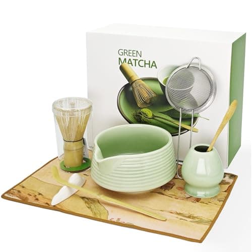 Matcha Whisk Set, Matcha Bowl with Spout, Tea Brush Stand, Stainless Steel Sifter, Matcha Whisk Holder - 8 Pcs Green Matcha Kit Set for Matcha Lover Ideal Holiday Gift, Tea Making Tools - Image 1