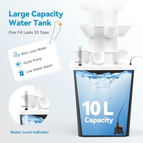 JESLED Hydroponic Tower with 5000K Full-Spectrum Grow Lights, 30 Pods Vertical 6 Tiers Hydroponic Tower, Auto Watering & Lighting for Indoor Herbs, Fruits and Vegetables, High 37" - Thumbnail 4