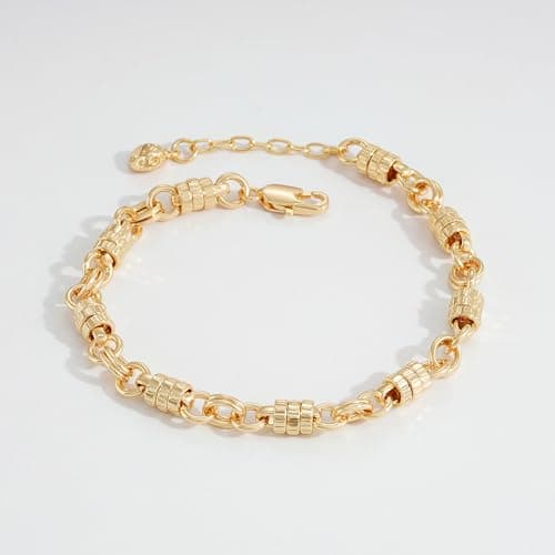 LOYATA Chain Bracelet Gold Link 14K Gold Plated Dainty Bracelet Simple Jewelry Gift for Women - Thumbnail 5