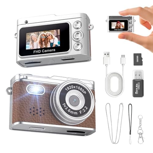 Mini Keychain Camera, 1080P Y2k Keychain Digital Camera with 0.96" Screen, Portable 20g Vintage Camcorder for Vlogging, Travel, Concerts and EDC, Retro Tiny Video Camera with Flash, 32G SD Card,Type-C