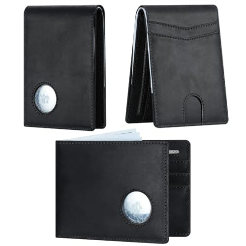 furid Genuine Leather Wallet Compatible with Airtag: Slim Air Tag Wallet for Men RFID Blocking, Bifold, Front Pocket, Minimalist Card Holder - Image 1