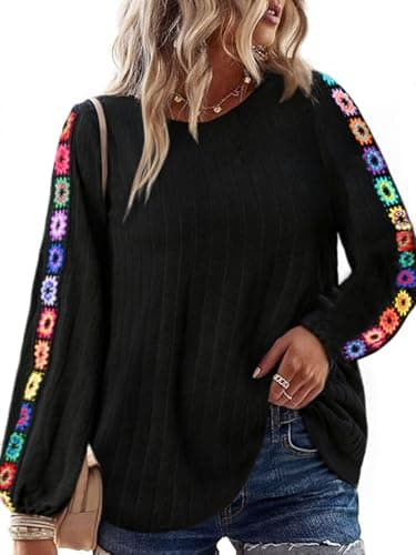 Halobelle Women Blouses Dressy Casual: Office Attire Long Sleeve Dress Tops for Women Work Clothes Loose Fitting Plus Size Tops(Black X-Large) - Image 1