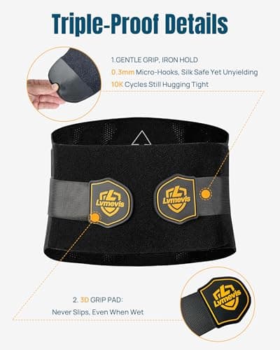 LVMEVIS® 7 Reinforced Stays Back Brace for Men Lower Back, Breathable 4D Knit Back Support Brace, Heavy-Duty Metal Plate Lumbar Support Belt,Ideal For Office Workers & Lifting Heavy Object - Thumbnail 6