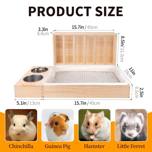 BESNEW 3 in 1 Rabbit Hay Feeder with Litter Box,Upgraded Wooden Hay Feeder Set for Guinea Pig Chinchilla Bunny Other Small Animals,Quick Cleaning & Large Capacity & Preventing Waste - Thumbnail 6