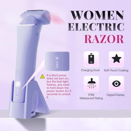 Krofaue Bikini Trimmer for Women, Gentle Painless Electric Razor for Silk Skin, IPX6 Waterproof Pubic Hair Trimmer & Body Shaver, Easy to Use & Clean, for Arms, Legs, Underarms, Private Area - Thumbnail 4