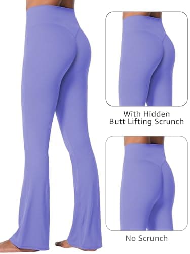 Sunzel Sunzfly Invisible Butt Scrunch Flare Leggings for Women, Mini Flared Yoga Pants with Tummy Control and High Waist 30" Periwinkle Small - Thumbnail 3