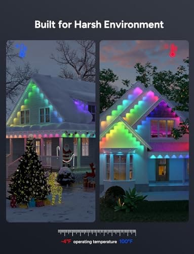 olivilily Permanent Outdoor Lights, 100ft with 60 LEDs Smart RGB, 68+ Scene Modes IP66 Waterproof, Alexa/Google Assistant Compatible Holiday Lighting for Christmas Halloween Patio Decor - Thumbnail 5