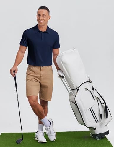 PINSPARK Men's Performance Polo Shirts Quick Dry Golf Shirts Moisture Wicking Active Polos Men Casual Collared Shirt Big and Tall 3XL Navy - Thumbnail 3