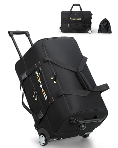 Ponhog 22 Inch Rolling Duffle Bag with Wheels for Men - Water Resistant Wheeled Duffle Bag for Weekend Travel & Overnight Trips, Black - Image 1