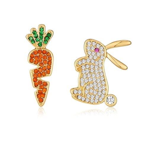 Easter Stud Earrings for Women Trendy Simple Rabbit Earrings Bunny Carrot Stud Earrings Cute Easter Gift for Her - Image 1