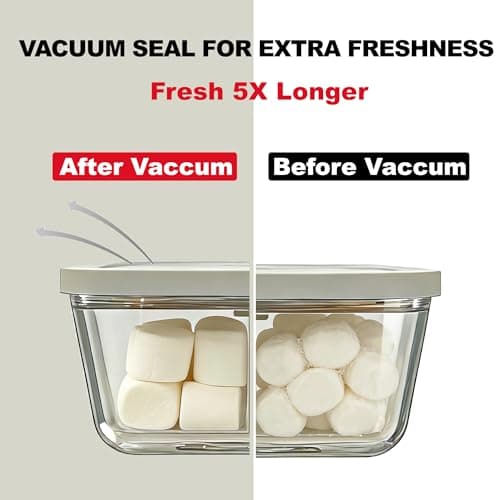 CABIBOX Compact Vacuum Sealer for Food(Powerful Handheld Vacuum Sealer Machine+ 3 Glass Vacuum Containers +10 Reusable Vacuum Bags) for Kitchen Travel Fridge Meal Prep, Gifts for Mom, Wife, Chef - Thumbnail 4