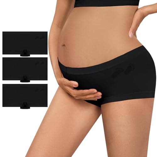 Y25D Maternity Underwear Cotton Blend Seamless Pregnancy Panties Under The Bump Postpartum Boyshort Underwear 3-Packs - Image 1