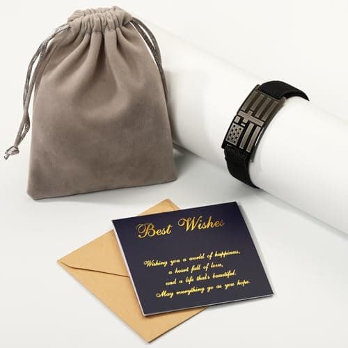 GLEZZA Serenity Prayer Bracelets for Boy Men American Flag Cross Inspirational Motivational Bracelet Bible Verse Christmas Birthday Easter Jewelry Gifts for Son Boyfriend Husband - Thumbnail 4