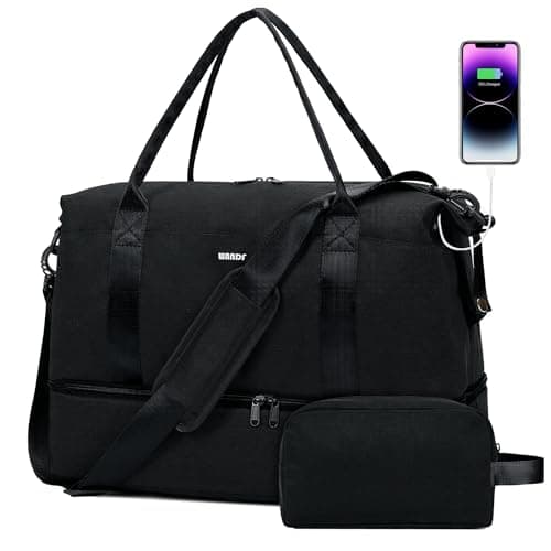 For Spirit Airlines 18x14x8 Personal Item Bag with USB Charging Port, Underseat Travel Duffel Bag with Wet Pocket & Shoes Compartment Carry On Luggage for Women Men (Black) - Image 1