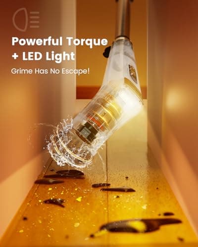 Antime Electric Spin Scrubber with LED Light, IPX8 Waterproof Cleaning Brush with LCD Display, 5 Replaceable Brush Heads, Shower Scrubber with 25kg Torque, 90min Runtime for Bathroom, Kitchen, Tile - Thumbnail 4