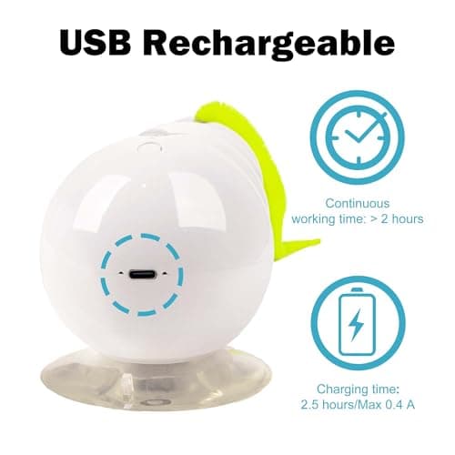 Interactive Cat Feather Toy, Automatic Fluffy Tail Teaser with Motion Sensor,Whack a mole Cat Toy, USB Rechargeable, Suction Cup for Stable Play, Perfect for Indoor Cats - Thumbnail 6