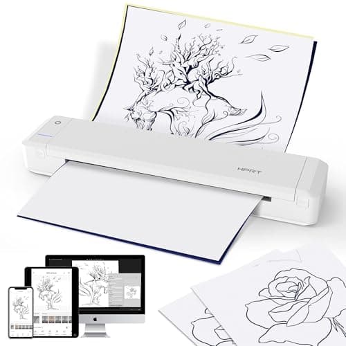 HPRT Portable Printer Wireless Bluetooth Connection MT866 Thermal Inkless Mobile Support 8.5'' X 11'' US Letter and Tattoo Stencil, Compatible with iOS/Android/PC, Includes 10pcs Transfer Paper