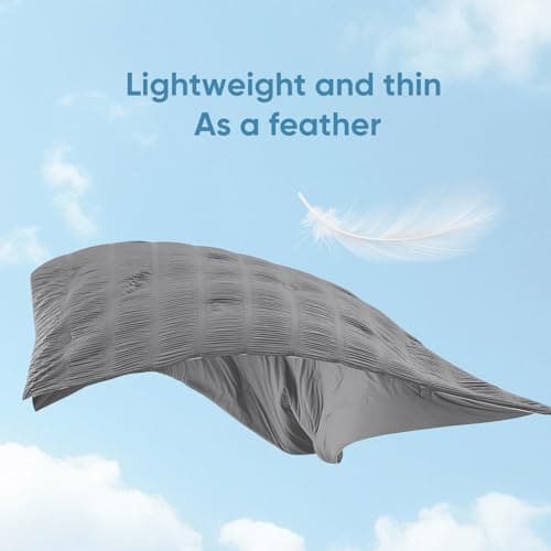 Snuggle Sac Cooling Comforter Twin Size – Q-Max 0.43 Striped Cooling Blanket for Hot Sleepers &Night Sweats,Lightweight Breathable Summer Blanket,Dual-Sided Silk Smooth,68x90 Inches,Dark Grey - Thumbnail 2