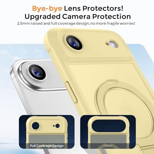 MOCCA Design for iPhone Air Case, Compatible with Magsafe [Premium Invisible Magnetic Ring Stand] [Military Drop Protection] Full Camera Guard Translucent Matte Slim Phone Cover 6.5",Creamy Yellow - Thumbnail 3