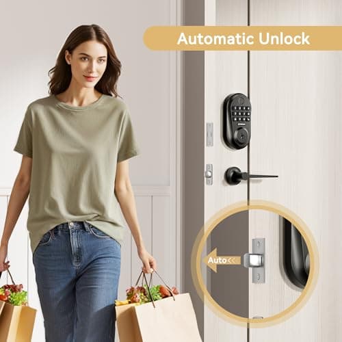 IRONZON Keyless Entry Door Lock Deadbolt with Handles Set Fingerprint Smart Door Lock with Keypad, Digital Auto-Locking Deadbolt, Electronic Entry Lock for Front Door Easy Installation - Thumbnail 5