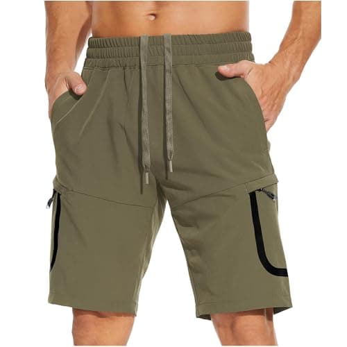 MOURCE Quick Dry Hiking Shorts Men Outdoor, Lightweight Beach Cargo Shorts, Army Green 3XL - Image 1