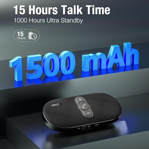 Sunitec Bluetooth Car Speaker Phone: Hands Free Calling Kits 6W in car Speakerphone for Safe Driving - Support Siri Google Assistant Voice Calls/Motion Auto ON Off - BC990P - Thumbnail 5