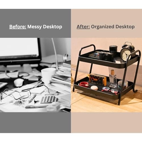 NobleForm 2-Tier Desk Organizer Multifunctional Storage Shelves for Office, Dresser, Kitchen, Stylish Organizer for Cosmetics, Office Supplies, Food, Compact, Durable, Space-Saving Design for Women - Thumbnail 3