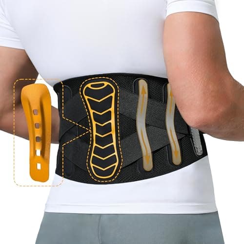 LVMEVIS® 7 Reinforced Stays Back Brace for Men Lower Back, Breathable 4D Knit Back Support Brace, Heavy-Duty Metal Plate Lumbar Support Belt,Ideal For Office Workers & Lifting Heavy Object - Image 1