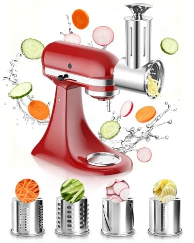 Jooke Latest Large Stainless Steel Slicer Shredder Attachment for KitchenAid Stand Mixers,Dishwasher Safe Vegetable Cheese Grater for KitchenAid Mixer Attachments,4 Blades,Time-Saving Salad Maker - Image 1