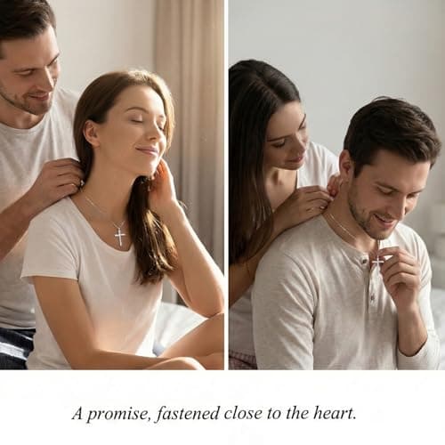 HYLYLEED Cross Necklace for Women,Moissanite Cross Pendant,925 Silver Necklaces D Color VVS1 Lab Created Diamond Religious Anniversary Birthday Gifts for Mom Wife Girlfriend Cross B-0.8CT - Thumbnail 2