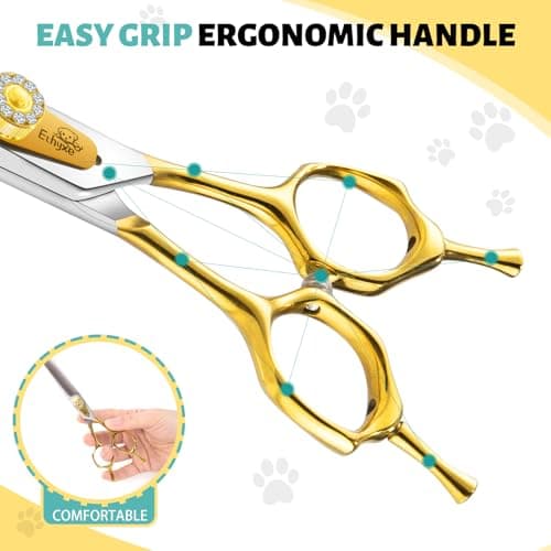 Ethyxe 7 Inch Curved Grooming Scissors for Dogs and Pets, Professional Up-curved Scissor, Premium Steel Scissors for Dog Grooming, Ideal for Dogs, Cats, and Other Pets - Thumbnail 4